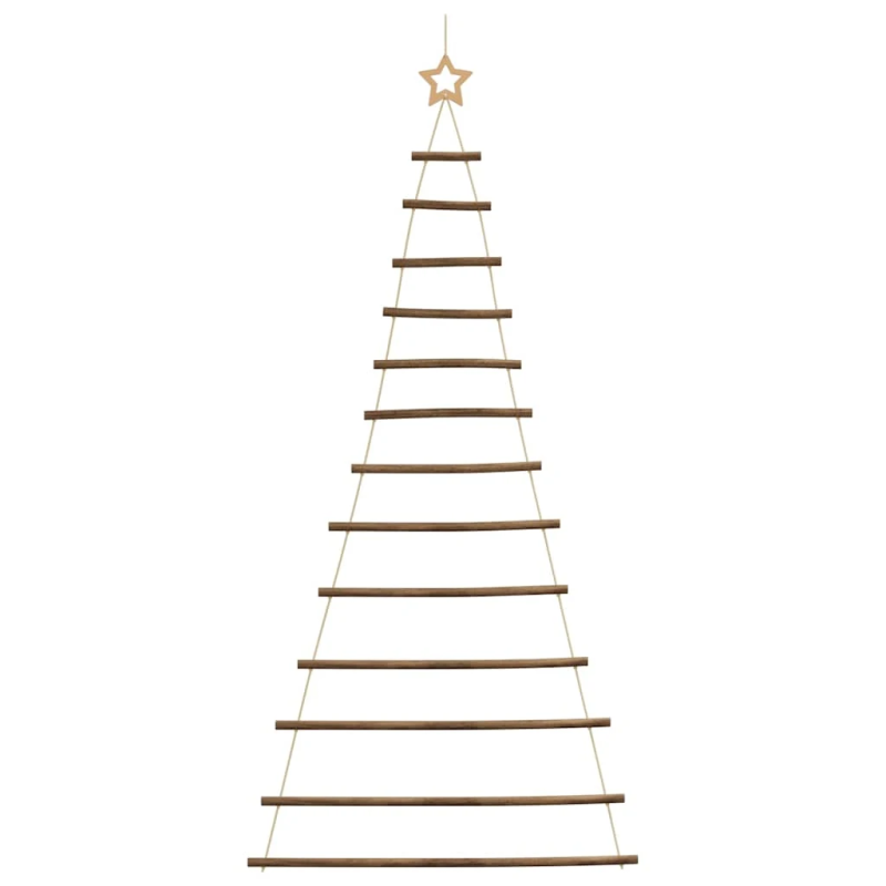 vidaXL piekarama Ziemassvētku eglīte ar zvaigzni galotnē, 86x180 cm, dabīgs zars