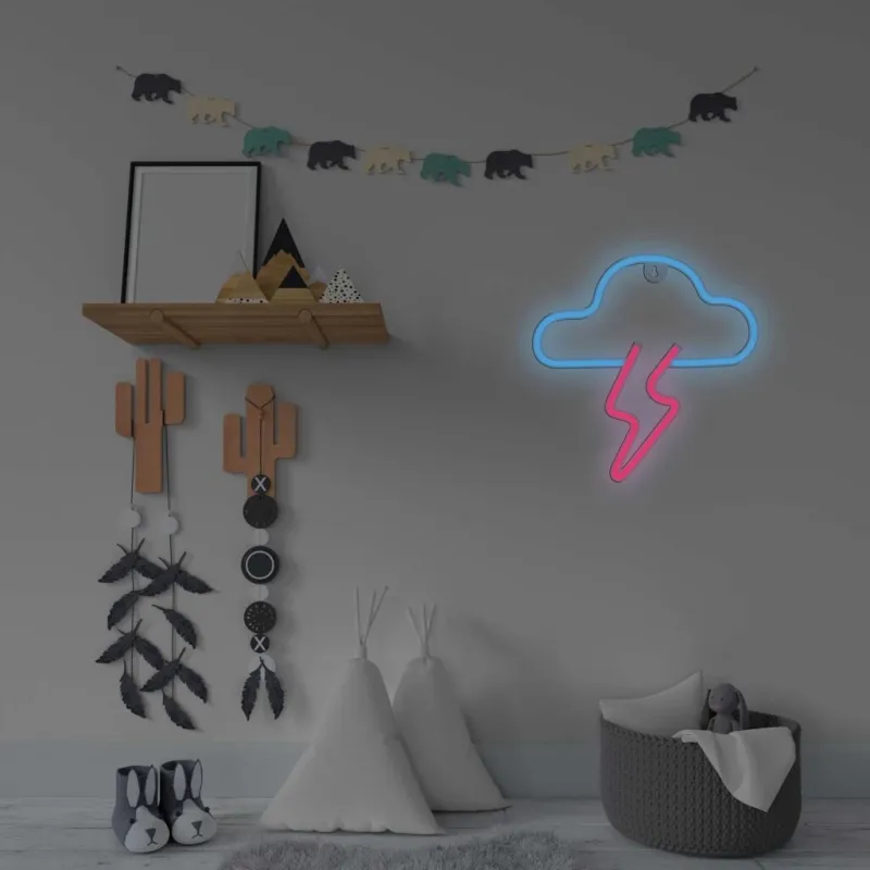 Manta SNL71BL Style Neon Lights CLOUD WITH LIGHTNING Blue-Pink