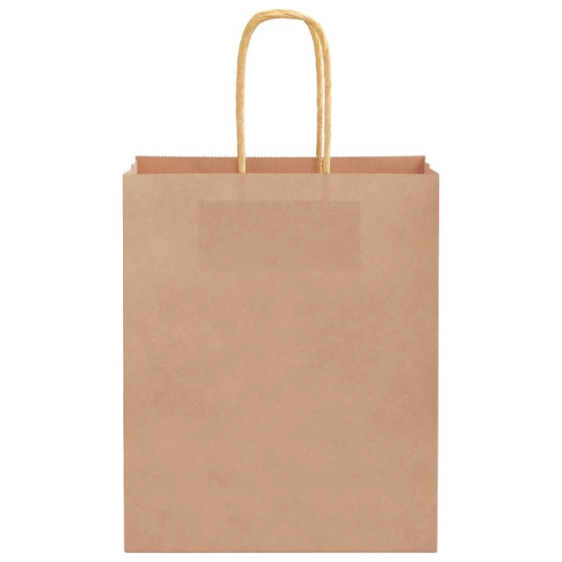 vidaXL papīra maisiņi 50 gab. ar rokturiem, brūni, 18x8x22 cm