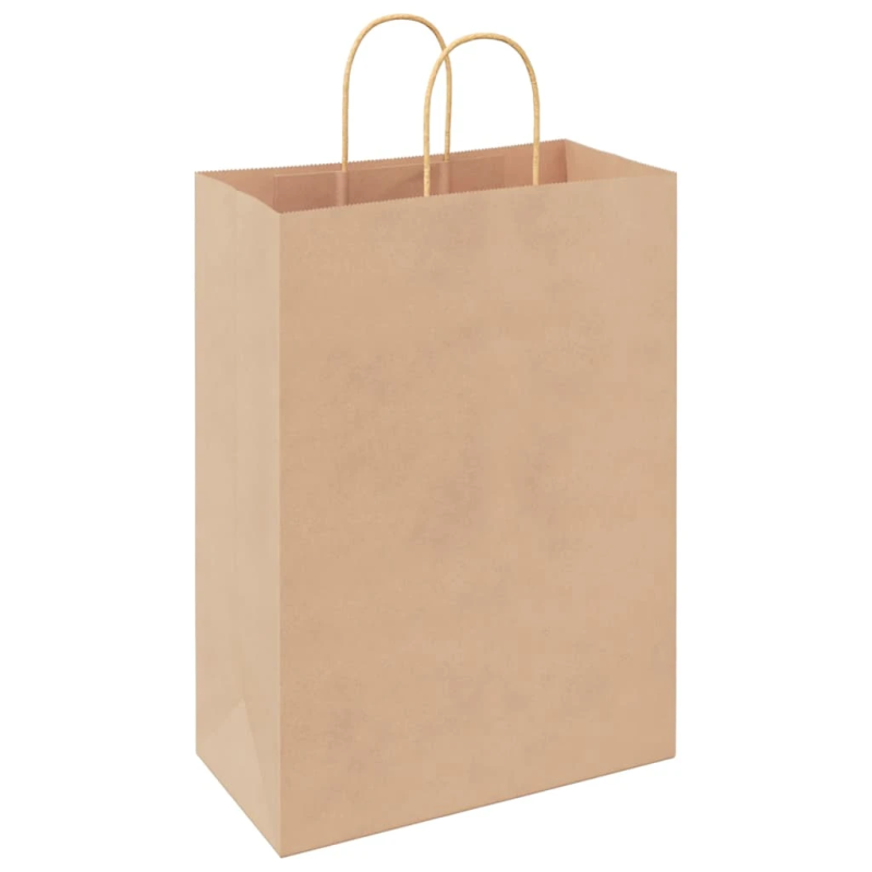 vidaXL papīra maisiņi 250 gab. ar rokturiem, brūni, 32x17x44 cm