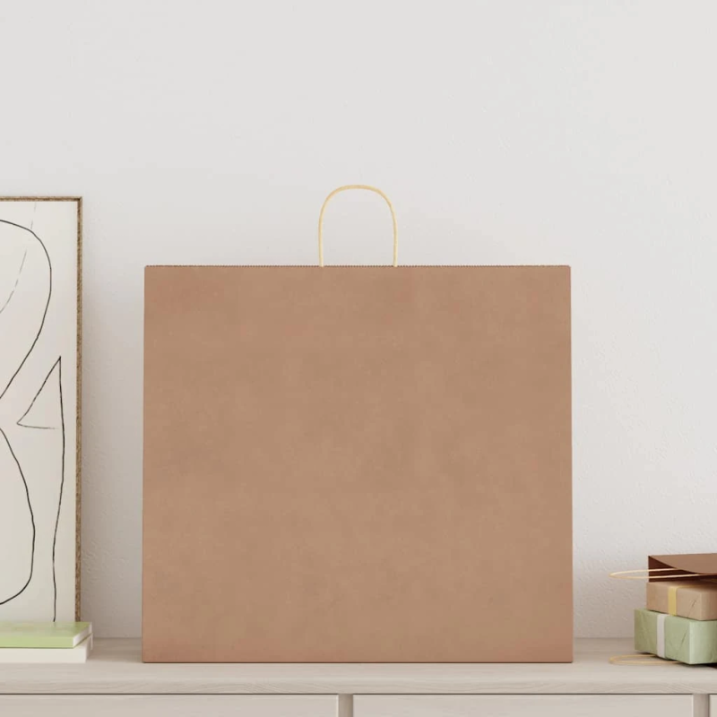 vidaXL papīra maisiņi 250 gab. ar rokturiem, brūni, 54x15x49 cm