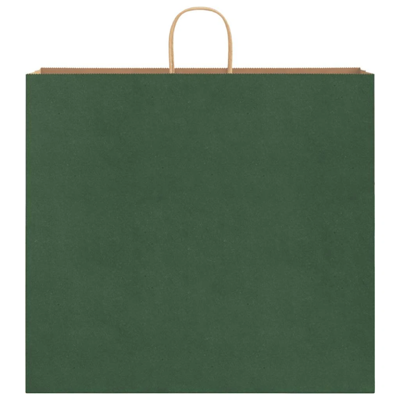 vidaXL papīra maisiņi 250 gab. ar rokturiem, zaļi, 54x15x49 cm