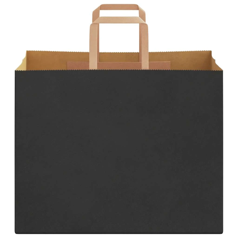 vidaXL papīra maisiņi 250 gab. ar rokturiem, melni, 32x22x24 cm