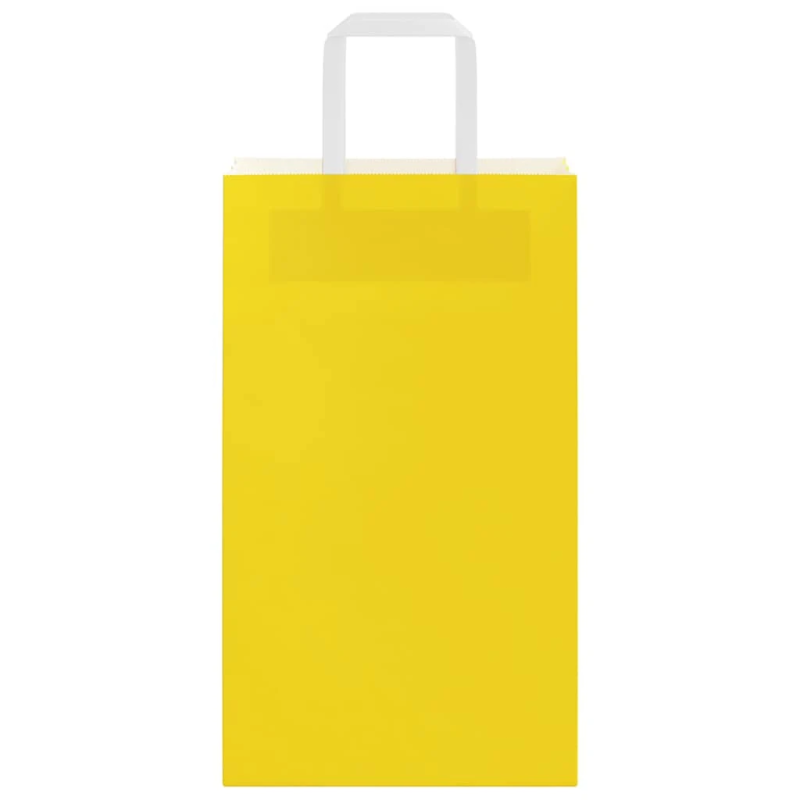 vidaXL papīra maisiņi 250 gab. ar rokturiem, dzelteni, 21x11x36 cm