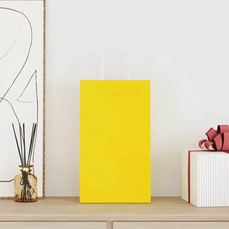 vidaXL papīra maisiņi 250 gab. ar rokturiem, dzelteni, 21x11x36 cm