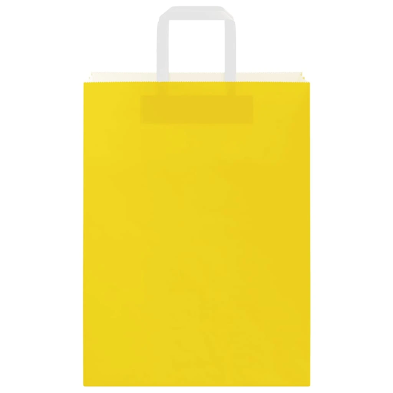 vidaXL papīra maisiņi 250 gab. ar rokturiem, dzelteni, 26x12x35 cm