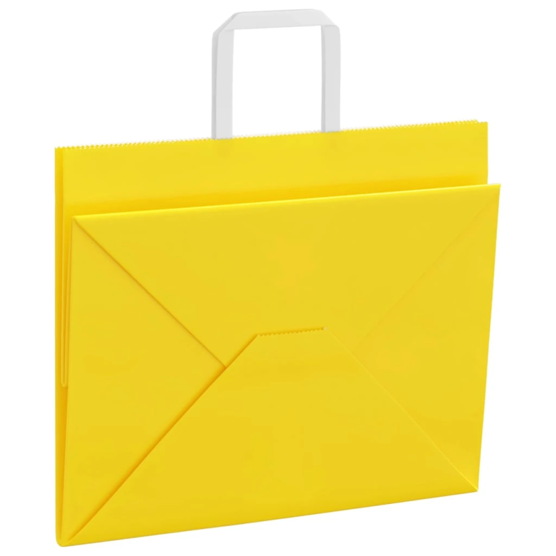 vidaXL papīra maisiņi 250 gab. ar rokturiem, dzelteni, 32x22x24 cm