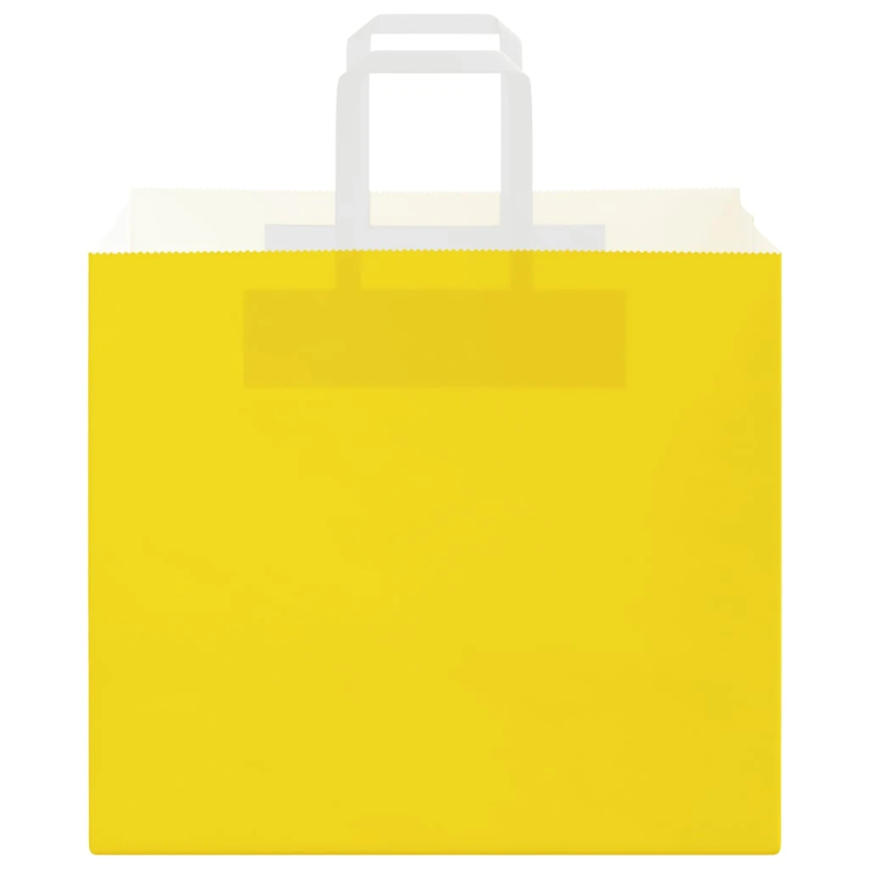 vidaXL papīra maisiņi 250 gab. ar rokturiem, dzelteni, 32x22x28 cm
