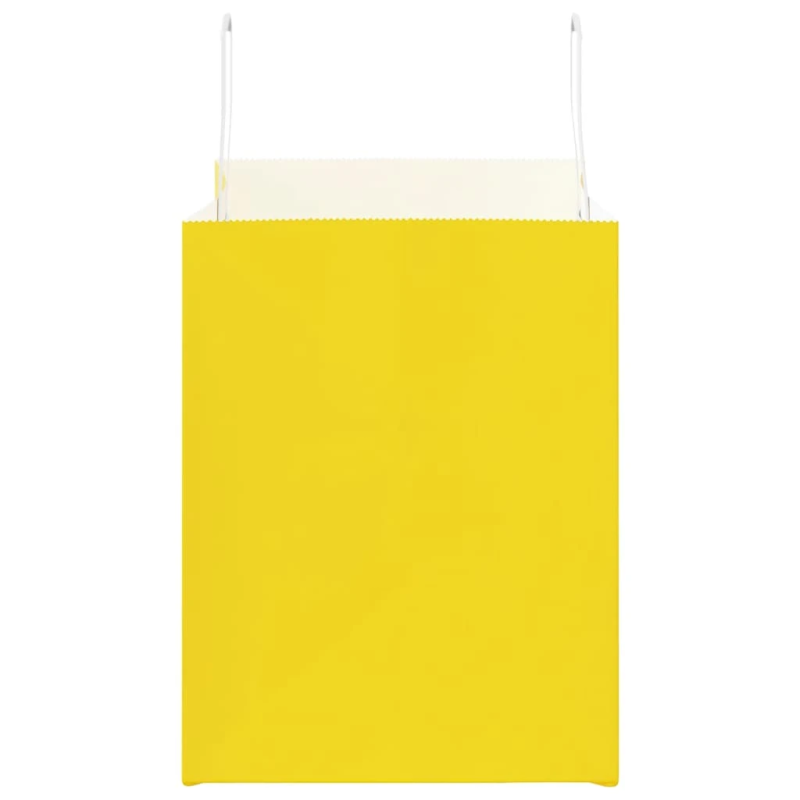 vidaXL papīra maisiņi 250 gab. ar rokturiem, dzelteni, 32x22x28 cm