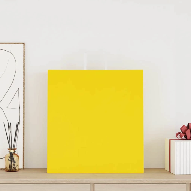 vidaXL papīra maisiņi 250 gab. ar rokturiem, dzelteni, 45x17x48 cm