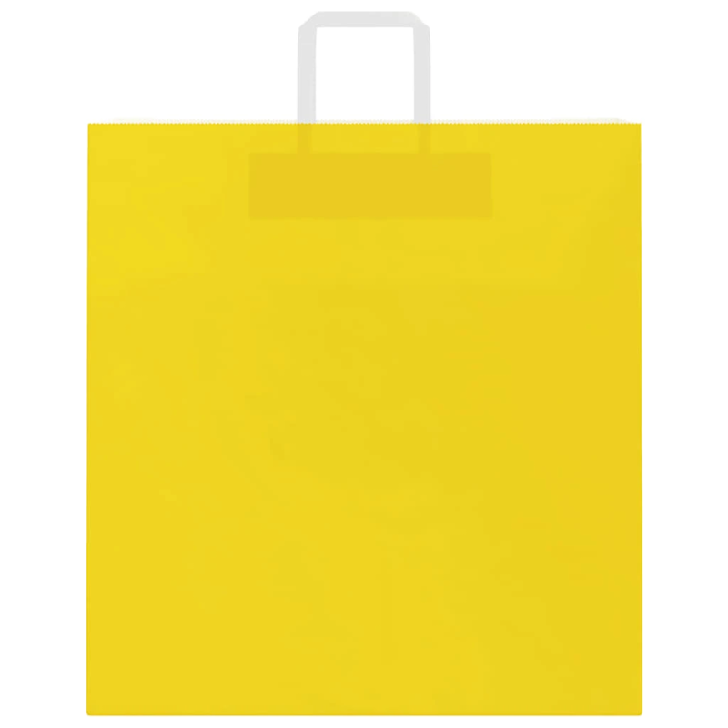 vidaXL papīra maisiņi 250 gab. ar rokturiem, dzelteni, 45x17x48 cm