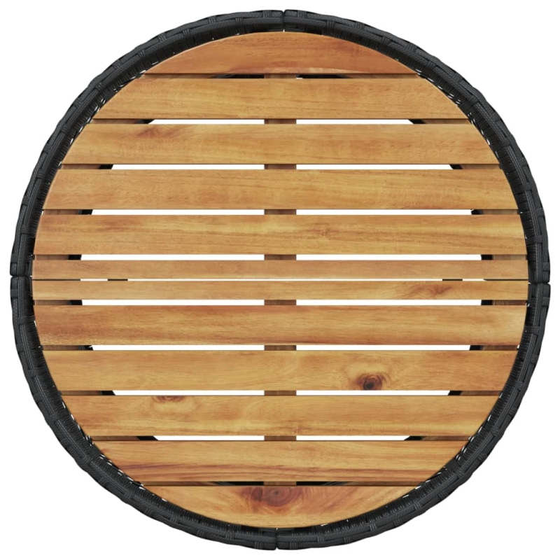 vidaXL dārza dīvāns ar galdiņu un matračiem apaļš melna PE rotangpalma