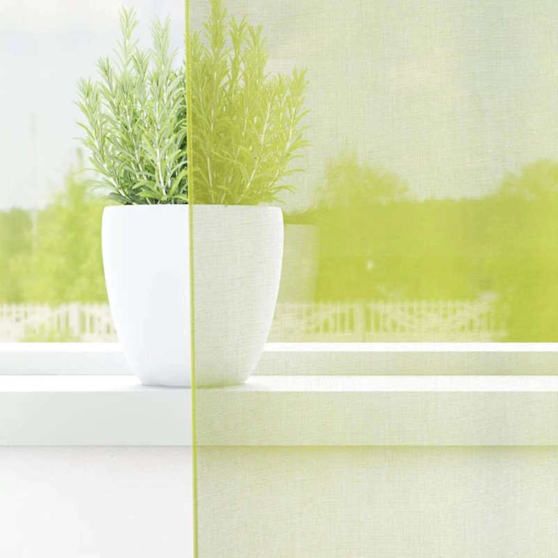 vidaXL voile aizkari ar starplikām, 2 gab., dzeltenzaļi, 140x245 cm