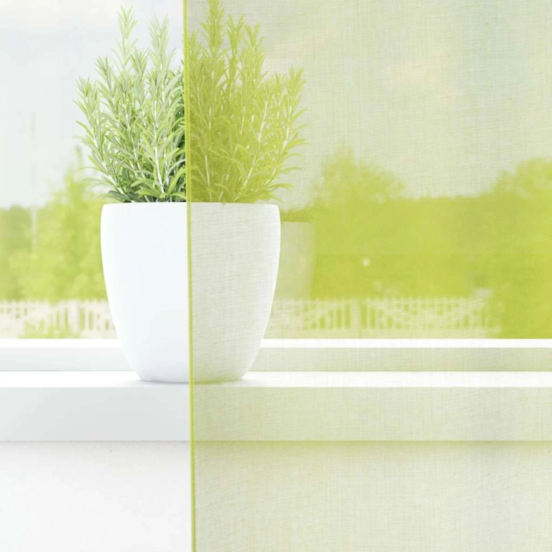 vidaXL voile aizkari ar starplikām, 2 gab., dzeltenzaļi, 140x300 cm