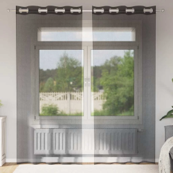 vidaXL voile aizkari ar starplikām, 2 gab., melni, 140x245 cm