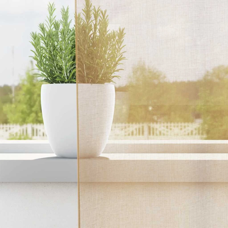 vidaXL voile aizkari ar starplikām, 2 gab., smilšu krāsa