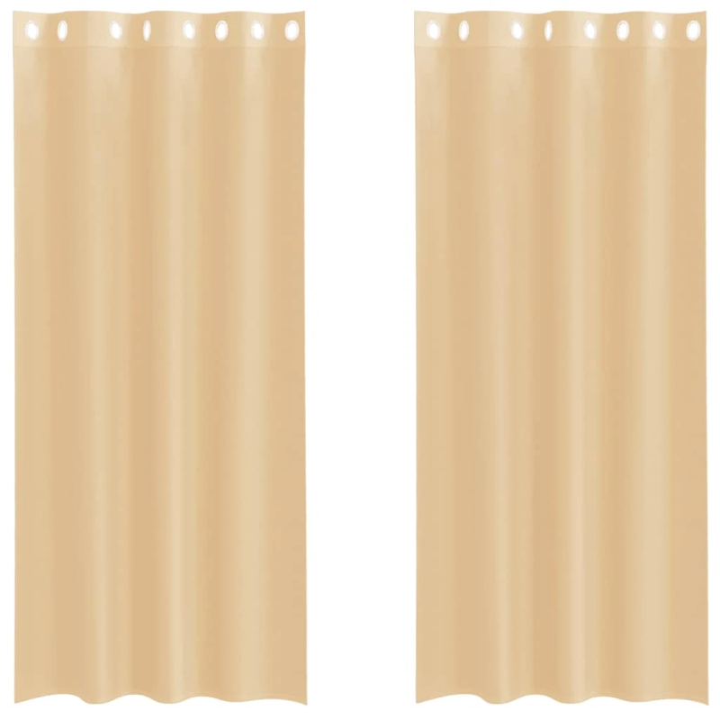 vidaXL voile aizkari ar starplikām, 2 gab., smilšu krāsa