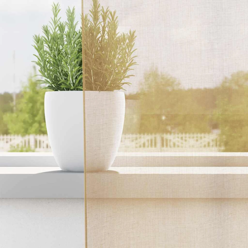 vidaXL voile aizkari ar starplikām, 2 gab., smilšu krāsa