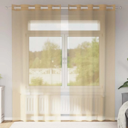 vidaXL voile aizkari ar starplikām, 2 gab., smilšu krāsa