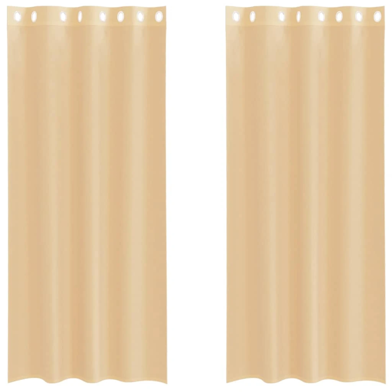 vidaXL voile aizkari ar starplikām, 2 gab., smilšu krāsa