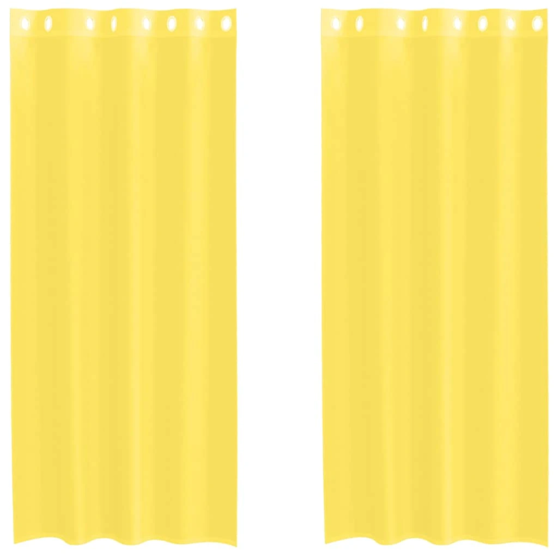 vidaXL voile aizkari ar starplikām, 2 gab., dzelteni