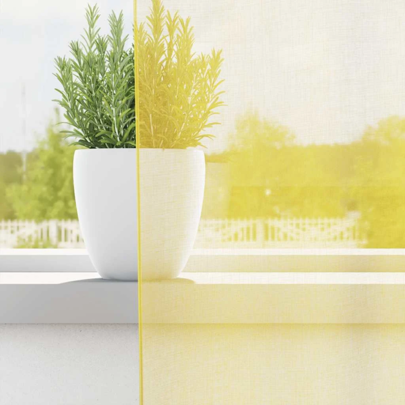 vidaXL voile aizkari ar starplikām, 2 gab., dzelteni