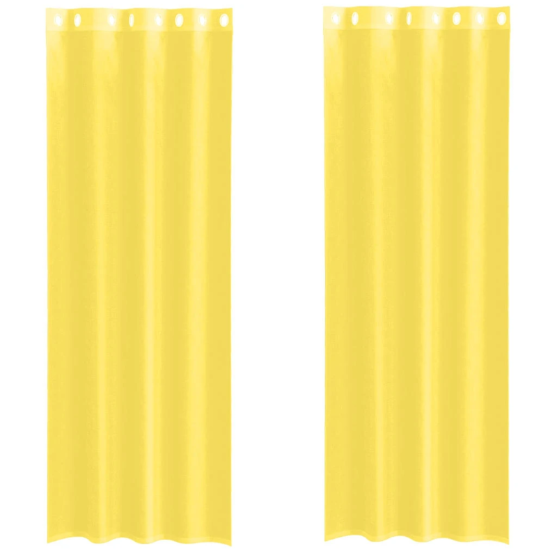 vidaXL voile aizkari ar starplikām, 2 gab., dzelteni
