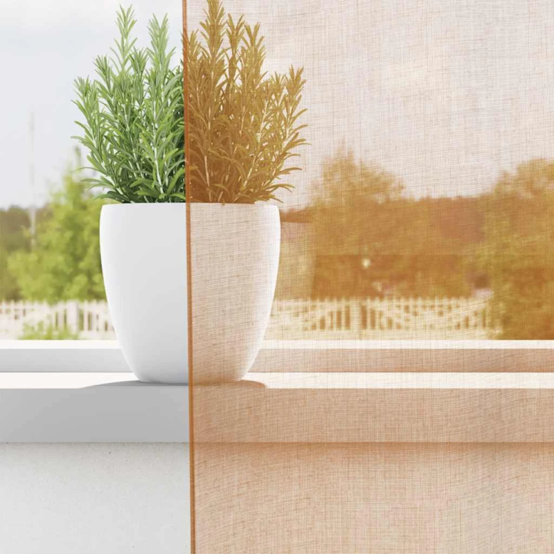 vidaXL voile aizkari ar starplikām, 2 gab., sarkanbrūni