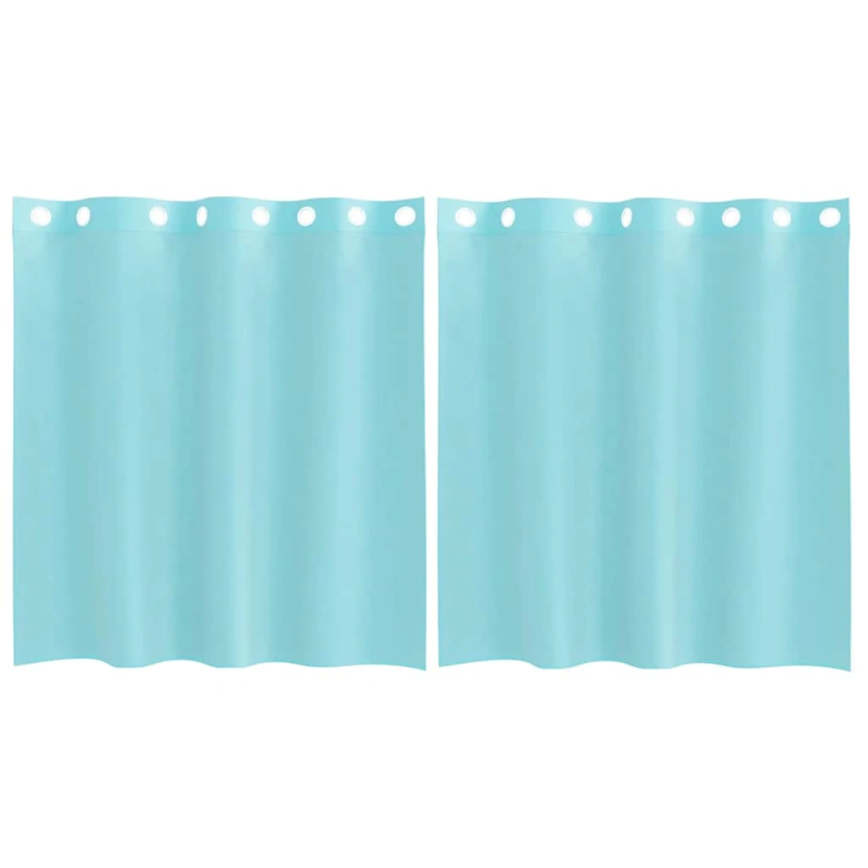 vidaXL voile aizkari ar starplikām, 2 gab., tirkīzzili