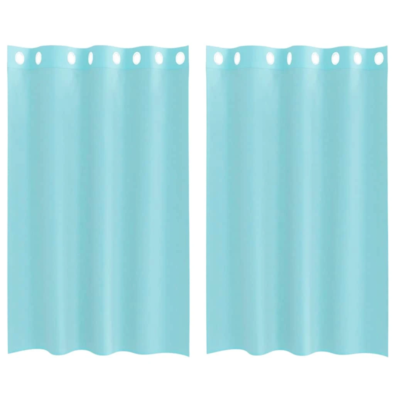 vidaXL voile aizkari ar starplikām, 2 gab., tirkīzzili