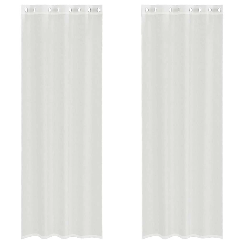 vidaXL voile aizkari ar starplikām, 2 gab., balti
