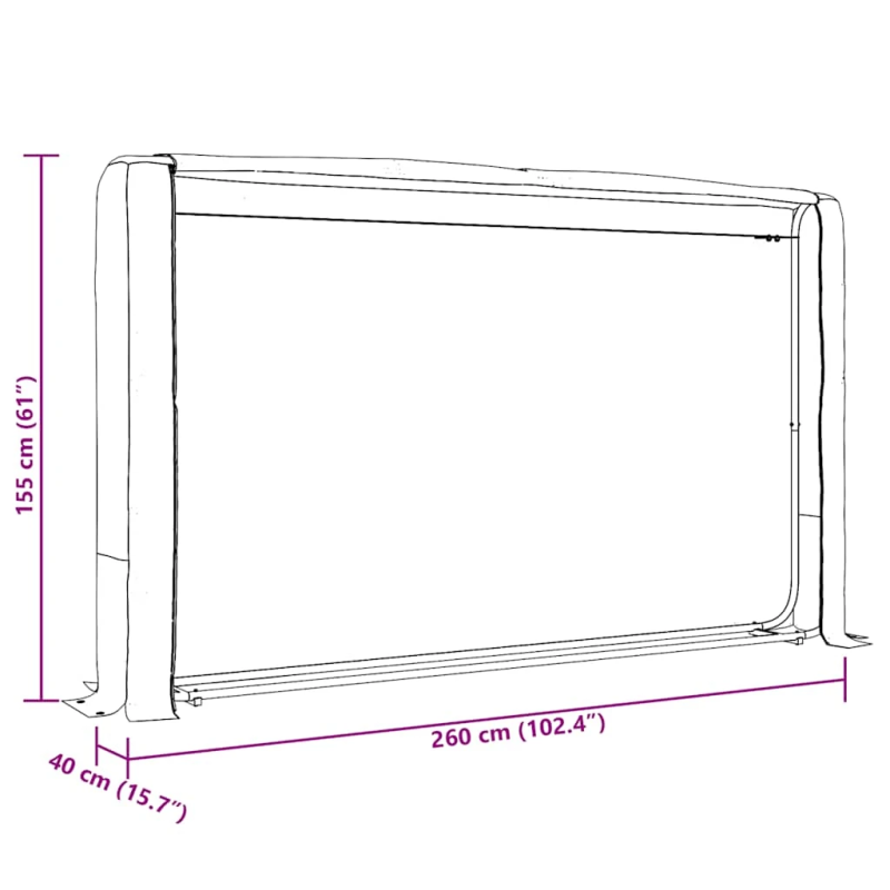 vidaxL malkas plaukts ar lietus pārsegu, 250x25x150cm, cinkots tērauds