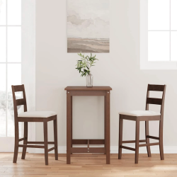 vidaXL Bāra krēsli ar spilveniem 2 gab. Brūna masīvkoka gumija