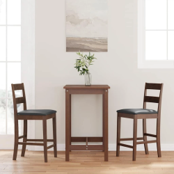 vidaXL Bāra krēsli ar spilveniem 2 gab. Brūna masīvkoka gumija