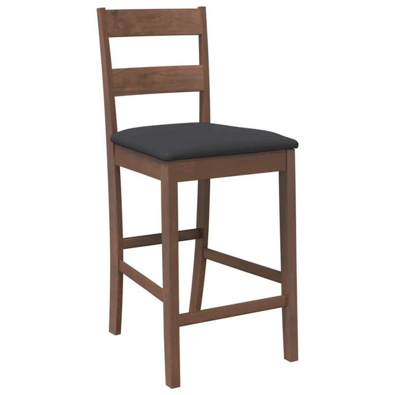 vidaXL Bāra krēsli ar spilveniem 2 gab. Brūna masīvkoka gumija