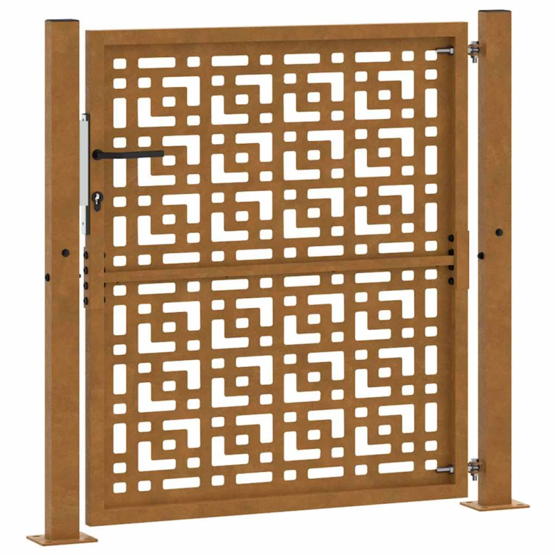 vidaXL dārza vārti, 100x100 cm, atmosfēras izturīgs tērauds, krusta dizains