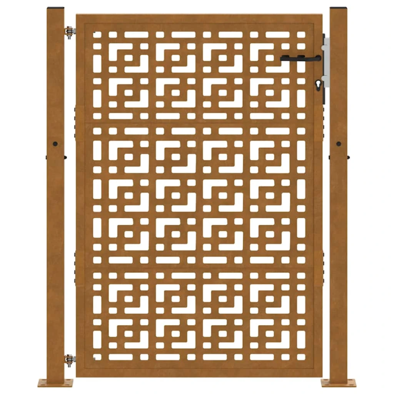 vidaXL dārza vārti, 100x125 cm, atmosfēras izturīgs tērauds, krusta dizains