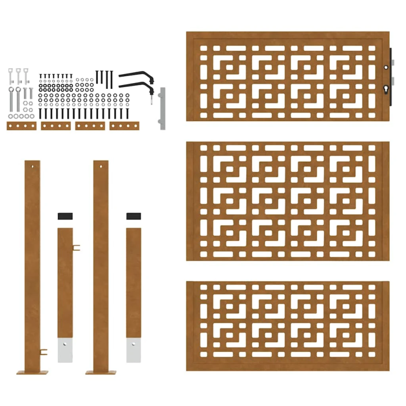 vidaXL dārza vārti, 100x125 cm, atmosfēras izturīgs tērauds, krusta dizains