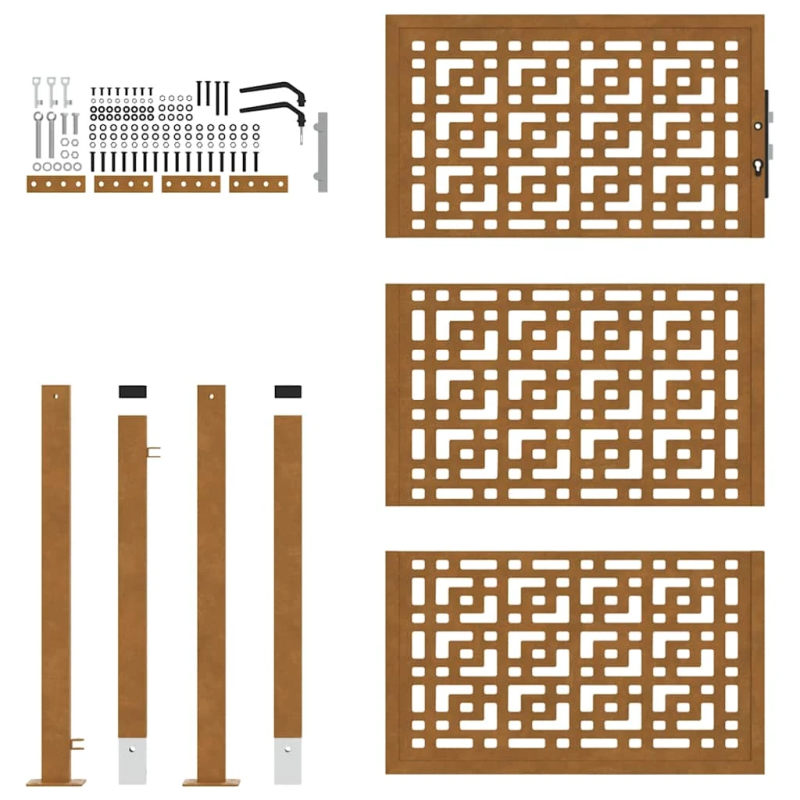 vidaXL dārza vārti, 100x150 cm, atmosfēras izturīgs tērauds, krusta dizains