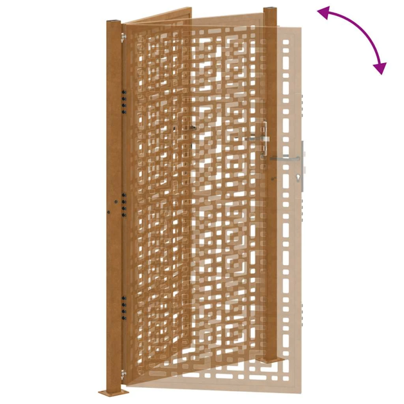 vidaXL dārza vārti, 100x175 cm, atmosfēras izturīgs tērauds, krusta dizains