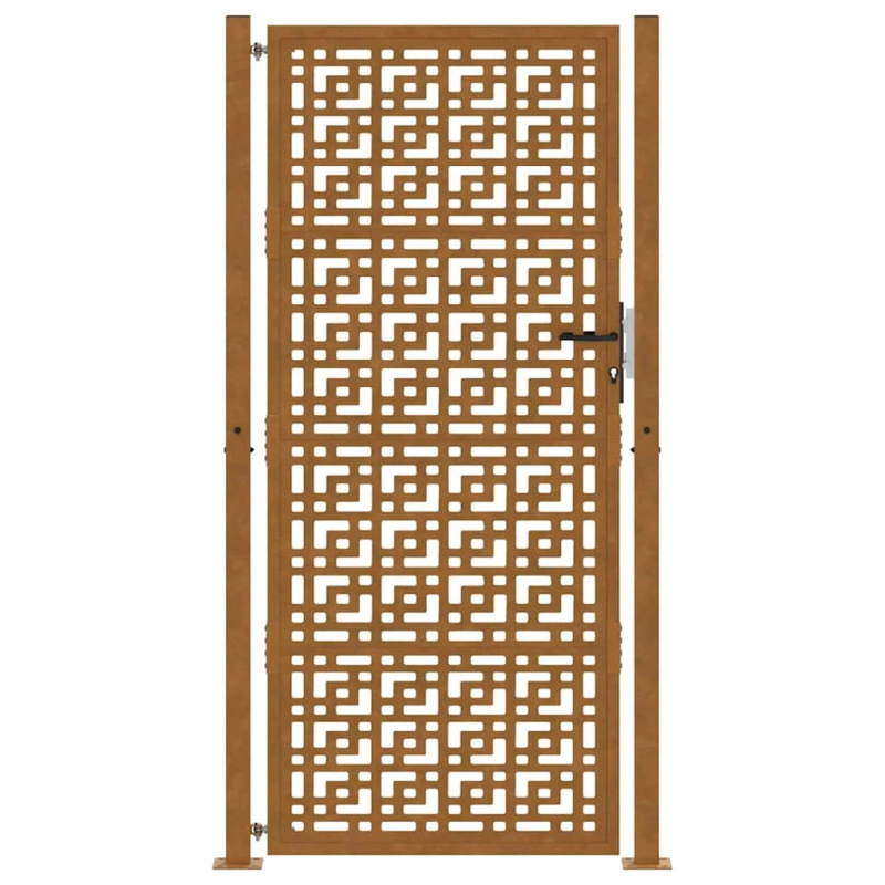 vidaXL dārza vārti, 100x200 cm, atmosfēras izturīgs tērauds, krusta dizains