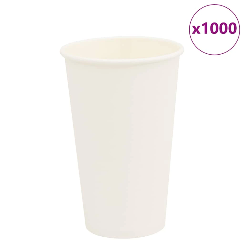 vidaXL papīra kafijas krūzes 1000 gab. 16 unces 400 ml Baltas