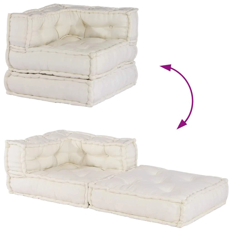 vidaXL modulārs dīvāns, krēmkrāsas audums, 70x70x54 cm