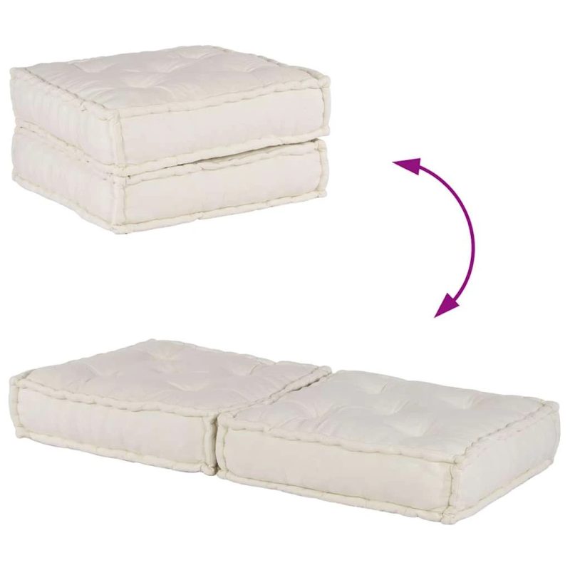 vidaXL divvietīgs modulārs dīvāns, krēmkrāsas audums, 140x70x36 cm