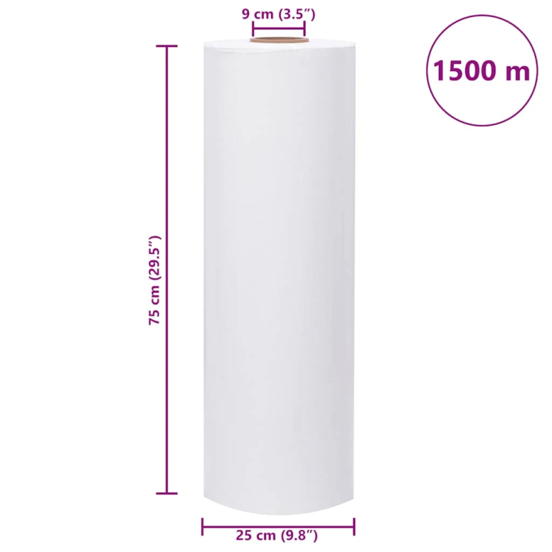 vidaXL lauksaimniecības elastīga plēve, balta 25 µm 75 cm x 1500 m