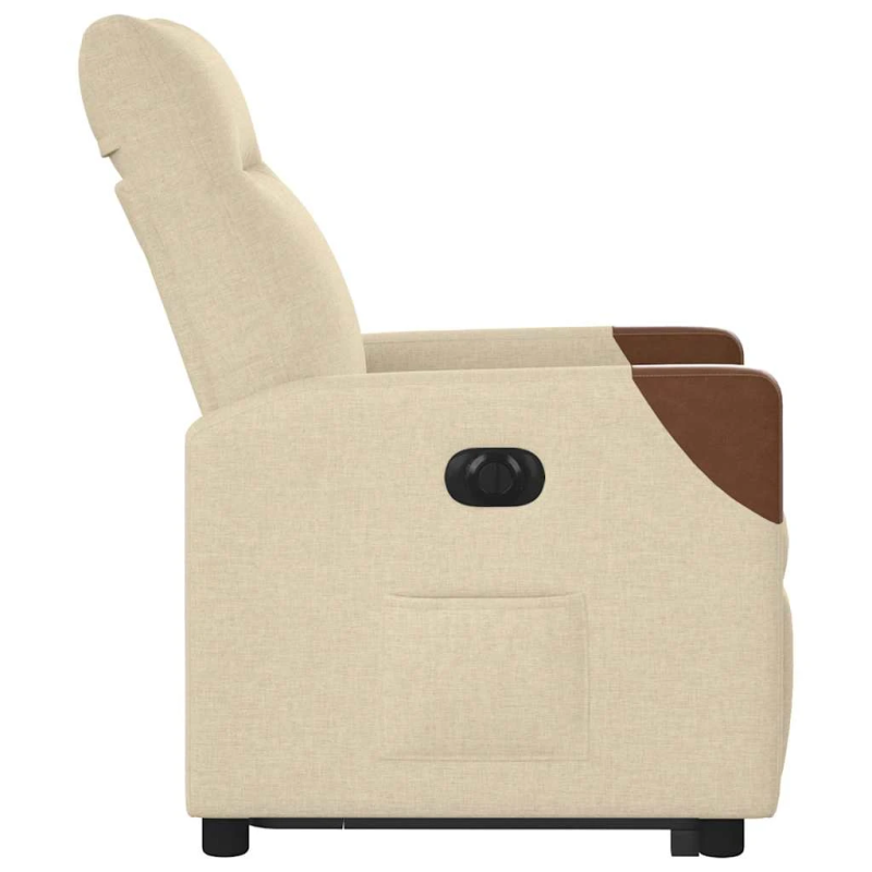 vidaXL elektrisks atpūtas krēsls, paceļams-atgāžams, krēmkrāsas audums