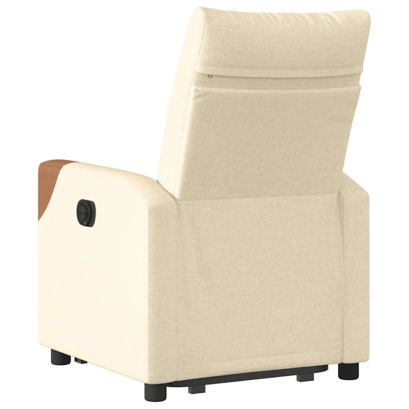 vidaXL elektrisks atpūtas krēsls, paceļams-atgāžams, krēmkrāsas audums