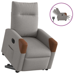 vidaXL elektrisks atpūtas krēsls, paceļams-atgāžams, pelēkbrūns audums