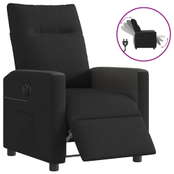 vidaXL elektrisks atpūtas krēsls, atgāžams, melns audums