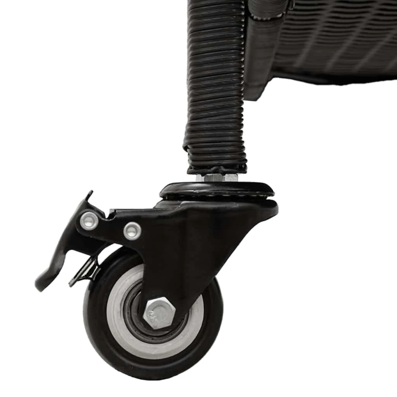 vidaXL dārza uzglabāšanas kaste ar riteņiem, melna, 160x55x75 cm